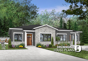 front - BASE MODEL - Duplex plan with large master suite, open floor plan kitchen, dining and living room, guest bedroom with bath - Ferguson