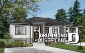 Color version 7 - Front - Modern duplex house plan with 2-4 bedrooms, 1-2 bathrooms and 1-2 family rooms per unit - Moderna