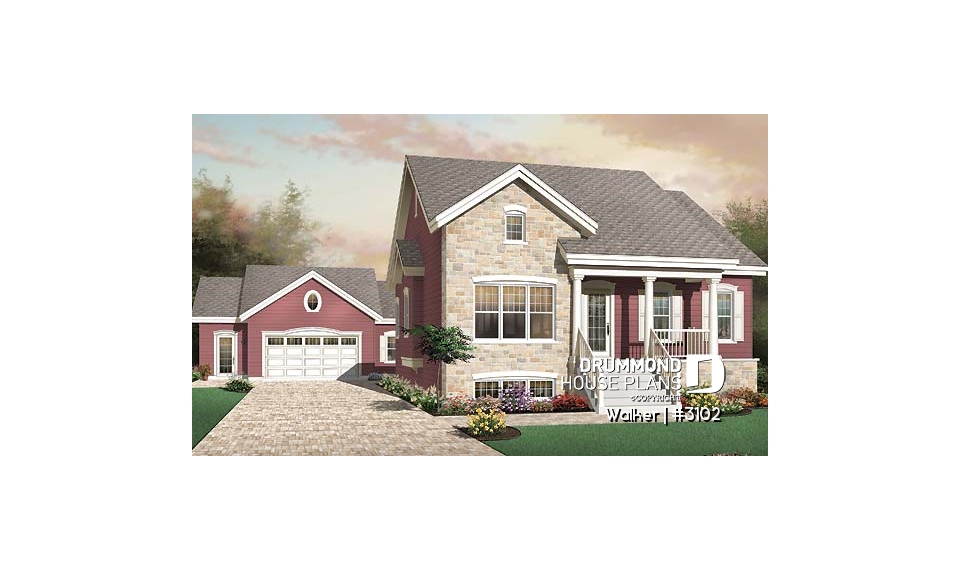 front - BASE MODEL - Traditional 2 bedroom bungalow with 9' ceilings and covered porch - Walker