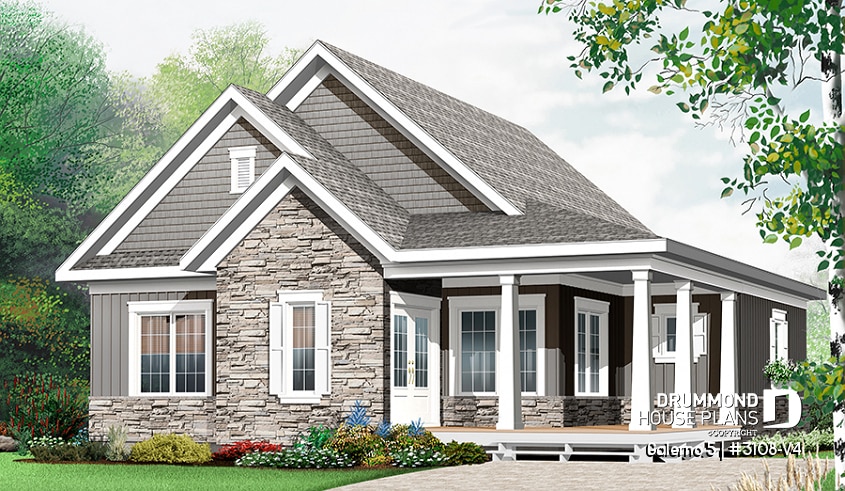 front - BASE MODEL - Country rustic home with large bonus room, up to 4 bedrooms, home office, kitchen island & pantry - Galerno 5