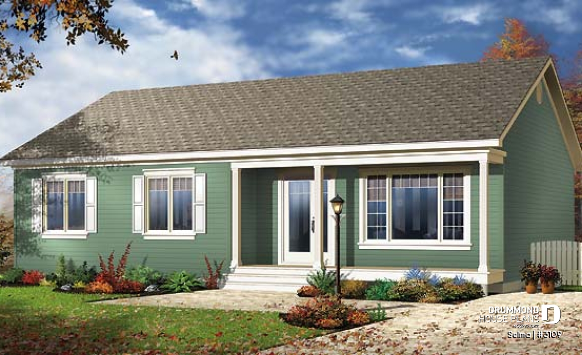 front - BASE MODEL - Affordable 3 bedroom bungalow with separate corner bath and shower - Selma