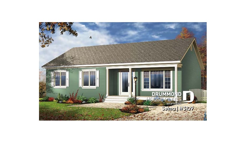 front - BASE MODEL - Affordable 3 bedroom bungalow with separate corner bath and shower - Selma