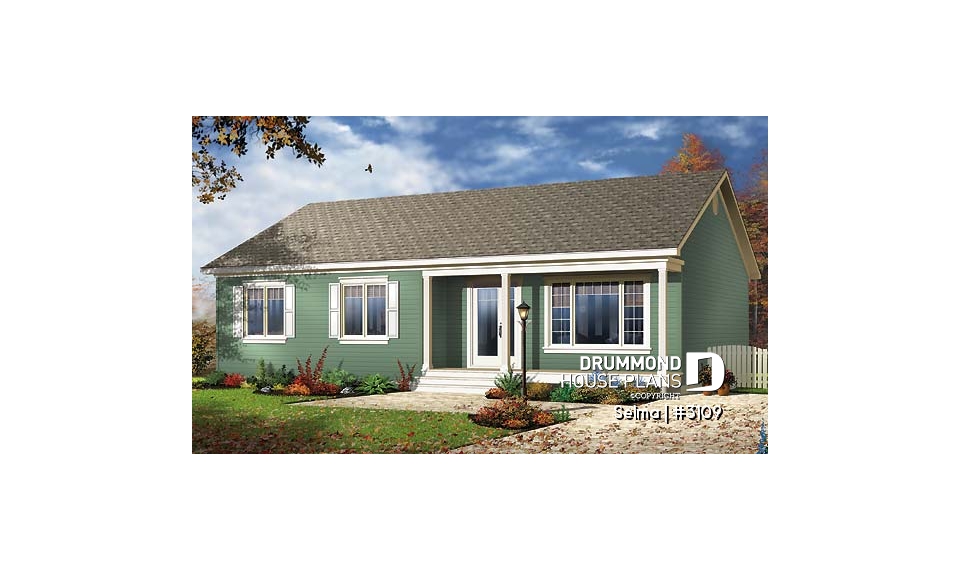 front - BASE MODEL - Affordable 3 bedroom bungalow with separate corner bath and shower - Selma