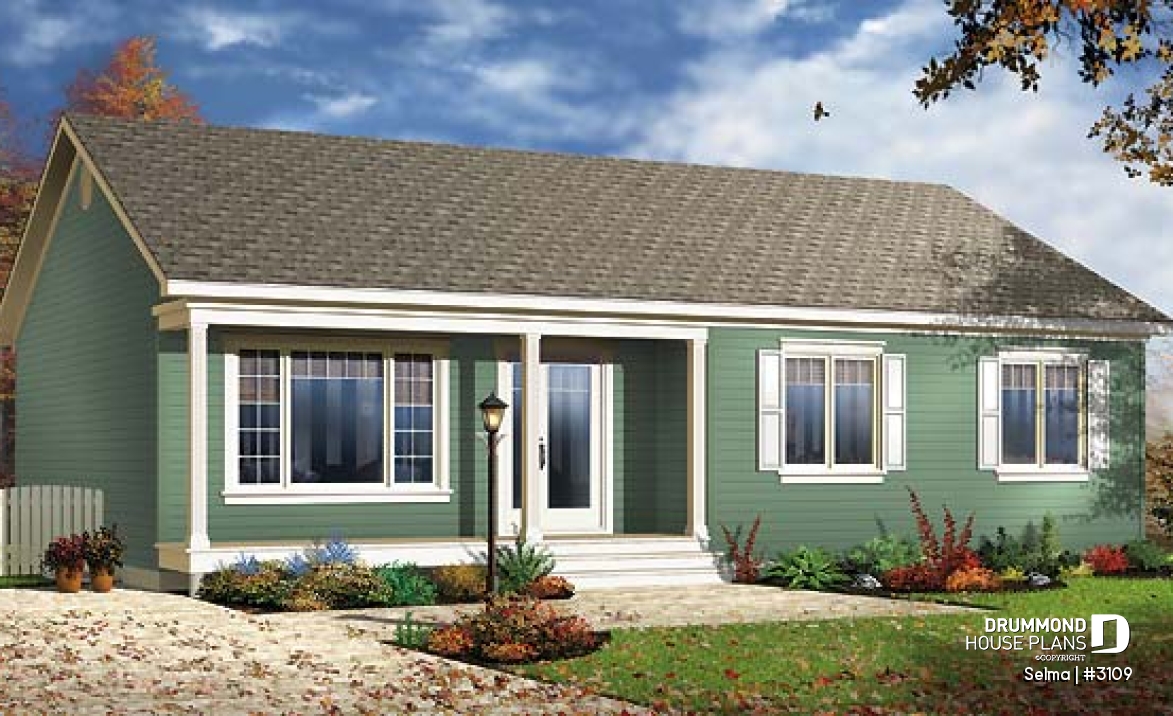 front - BASE MODEL - Affordable 3 bedroom bungalow with separate corner bath and shower - Selma