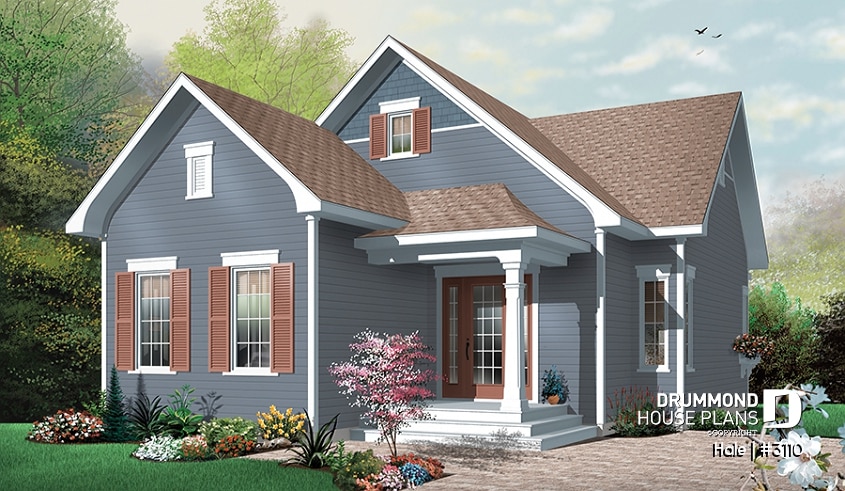 front - BASE MODEL - Spacious 2 bedroom Cape Cod with fireplace, ideal for narrow lots, great open kitchen / living concept - Hale