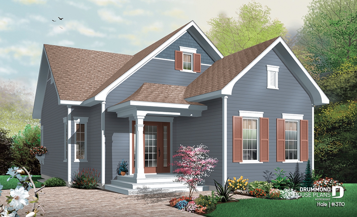 front - BASE MODEL - Spacious 2 bedroom Cape Cod with fireplace, ideal for narrow lots, great open kitchen / living concept - Hale
