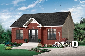 front - BASE MODEL - Traditional 1 storey house plan, 2 bedroom ideal for first home buyers, kitchen nicely designed - Geary