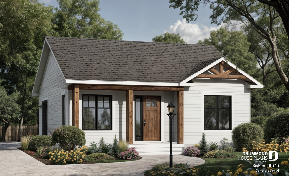 front - BASE MODEL - Lozère House Plan (#3113) | Affordable Small Country Home with Simple Construction - Sisken
