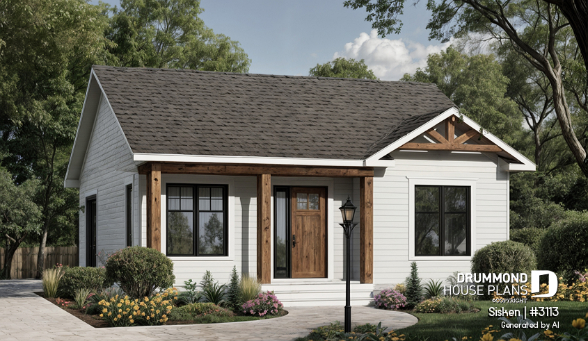 front - BASE MODEL - Lozère House Plan (#3113) | Affordable Small Country Home with Simple Construction - Sisken