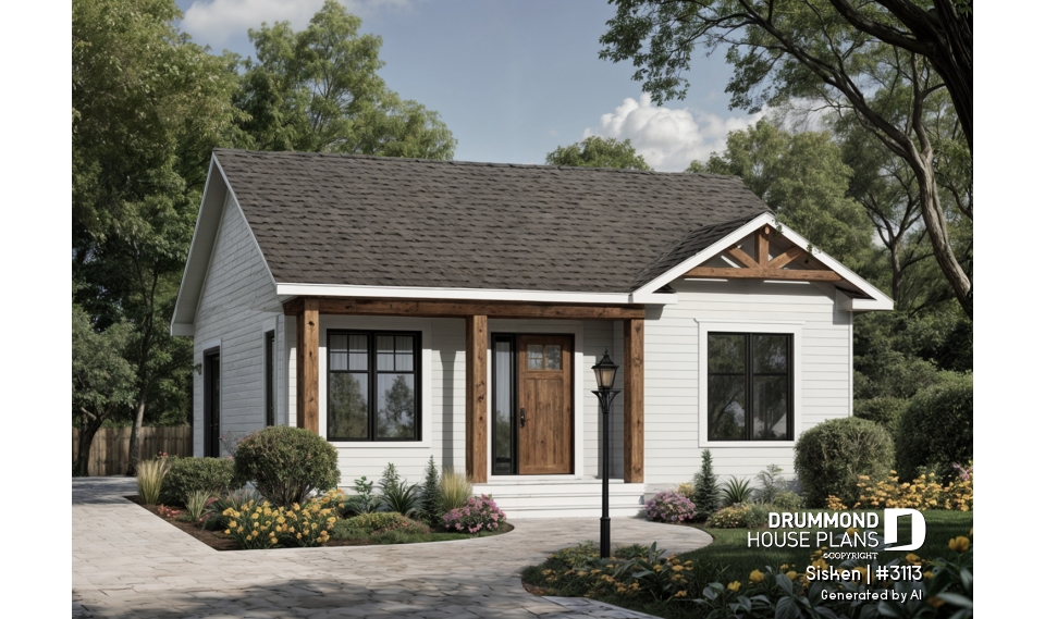 front - BASE MODEL - Lozère House Plan (#3113) | Affordable Small Country Home with Simple Construction - Sisken
