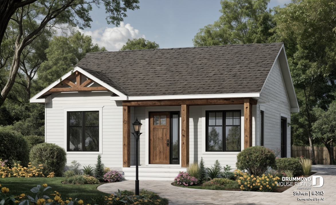 front - BASE MODEL - Lozère House Plan (#3113) | Affordable Small Country Home with Simple Construction - Sisken