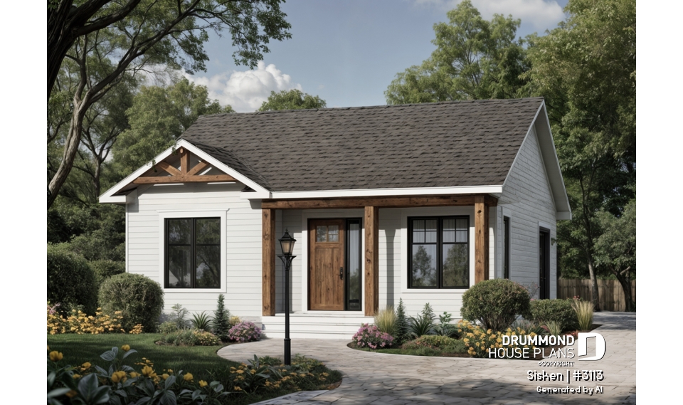 front - BASE MODEL - Lozère House Plan (#3113) | Affordable Small Country Home with Simple Construction - Sisken