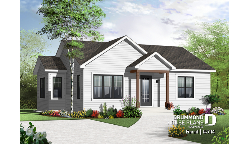 front - BASE MODEL - Affordable 2 bedroom beautirul bungalow with large kitchen, open floor plan & full basement - Emmit