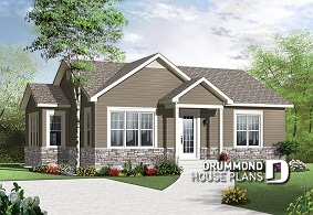 front - BASE MODEL - Country rustic home plan with 2 bedrooms, ideal for first home buyers, beautiful style on a budget - Emmitt 2