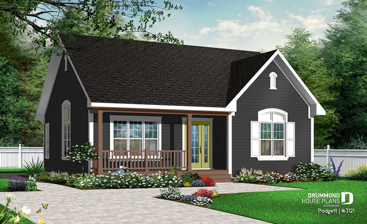 Color version 2 - Front - 2 bedroom ranch bungalow, affordable, cathedral ceiling, eat-in kitchen, pantry,laundry on main - Padgett