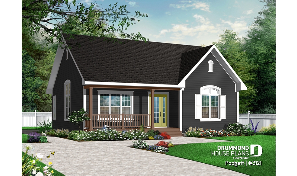 Color version 2 - Front - 2 bedroom ranch bungalow, affordable, cathedral ceiling, eat-in kitchen, pantry,laundry on main - Padgett