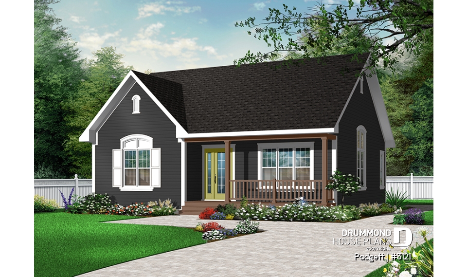 Color version 2 - Front - 2 bedroom ranch bungalow, affordable, cathedral ceiling, eat-in kitchen, pantry,laundry on main - Padgett