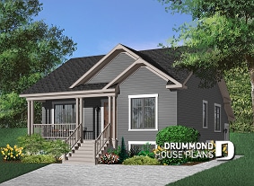 Color version 6 - Front - 2 bedroom Country style house plan with a 2 bedroom basement appartment, separate entrances - Sandhill 2