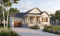front - BASE MODEL - Small and affordable Bungalow house plan, open floor plan, master bed w/ walk-in, garage with basement access - Larkspur 2