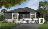 Color version 3 - Front - Small Affordable modern house plan with open floor plan concept, unfinished basement - Rising Moon 2