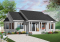 Color version 2 - Front - One-storey small ranche style house plan, 3 beds, solarium style kitchen with an open floor plan - Corbett