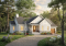 front - BASE MODEL - Modern farmhouse single-story house plan with a garage, two bedrooms, home office & large covered rear terrace - Ashbury 5