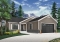 front - BASE MODEL - Affordable ranch bungalow, master bedroom with walk-in, kitchen / dining / living open concept, 2-car garage - Miranda 2