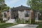 front - BASE MODEL - Small 2 bedroom Modern Mid-Century house plan, open space, laundry on main, mud room, built-ins - Alpha