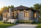 front - BASE MODEL - Small 2 bedroom Modern Mid-Century house plan, open space, laundry on main, mud room, built-ins - Alpha