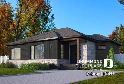 House Plans Modern Style 1700 sq.ft with Sunroom and Outdoor Deck 