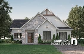front - BASE MODEL - Family home plan, 2 to 5 beds if you finish the basement, den, home theater, game room, gym - Hubert