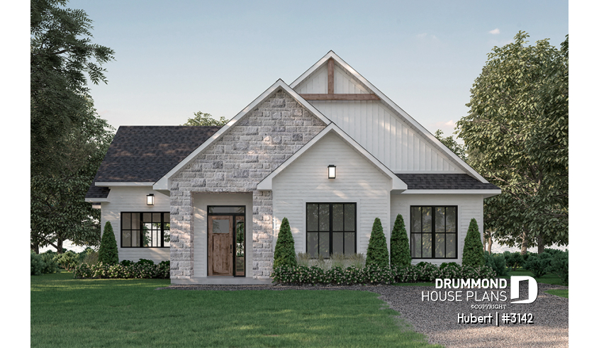 front - BASE MODEL - Family home plan, 2 to 5 beds if you finish the basement, den, home theater, game room, gym - Hubert