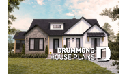 front - BASE MODEL - One-story farmhouse, 1 to 4 bedrooms, den, kitchen with pantry, cathedral ceiling - Muskoka