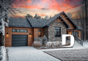 front - BASE MODEL - 2 bedroom Mountain style bungalow with garage, mud room, laundry room on main and open floor plan - Aspen Creek 2 