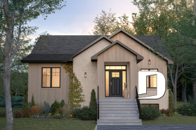 front - BASE MODEL - Single-story home model, 2 to 4 bedrooms, office, pantry, mudroom, optionnel finished basement ($) - Cedar grove