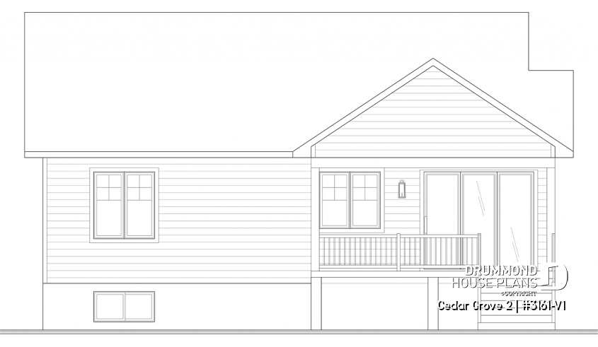 rear elevation of house plan 3161-V1 rear elevation - Cedar Grove 2