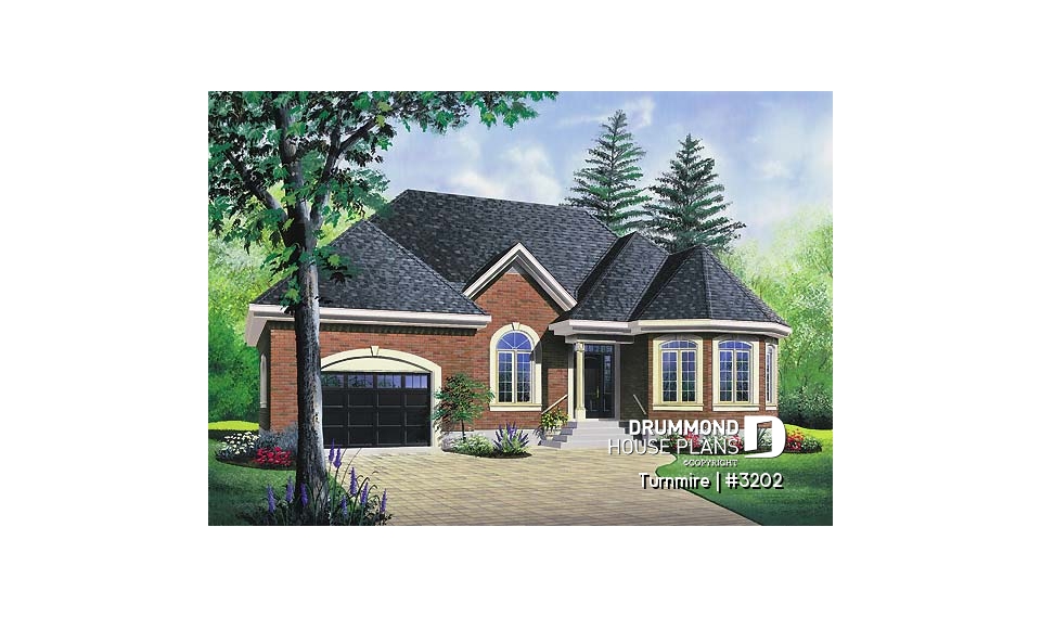 front - BASE MODEL - Bungalow low budget with turret, cathedral ceiling, master bedroom with lots of natural light - Turnmire