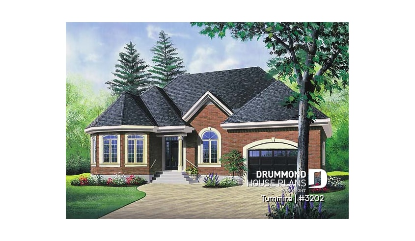 front - BASE MODEL - Bungalow low budget with turret, cathedral ceiling, master bedroom with lots of natural light - Turnmire