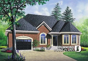 front - BASE MODEL - Victorian inspired ranch style house plan with spacious garage and 2 bedrooms - Turnmire