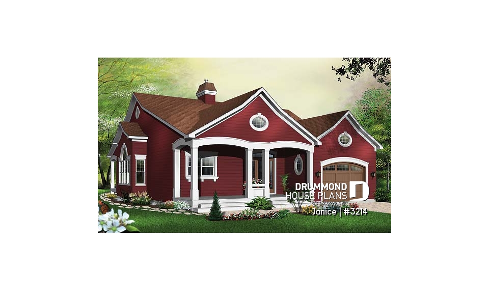front - BASE MODEL - 9' ceiling, large master bedroom with en-suite, open floor plan concept, 3 good size bedrooms, garage - Janice
