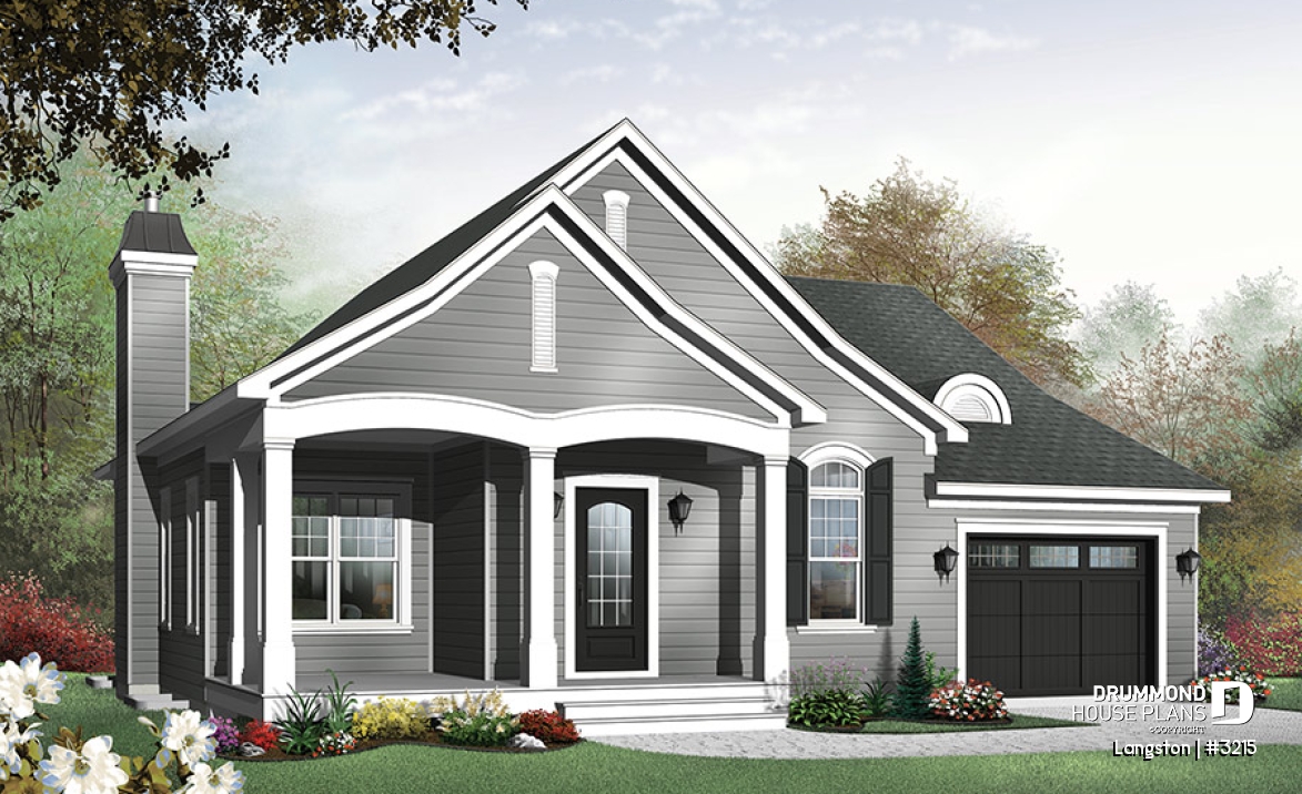 front - BASE MODEL - Cozy bungalow, 2 spacious bedrooms, 9' ceiling, triple garden doors, master suite, kitchen island, fireplace - Langston