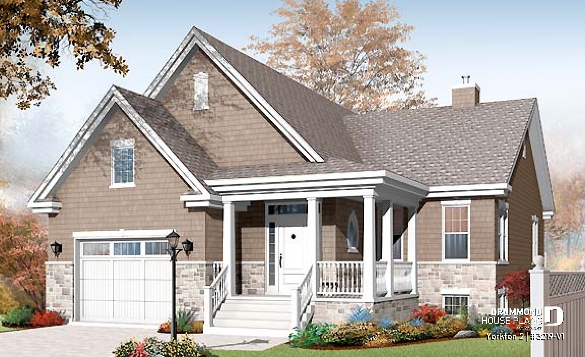 front - BASE MODEL - Ideal floor plans for larger family, one-storey home with finished daylight basement, garage + storage - Yorkton 2
