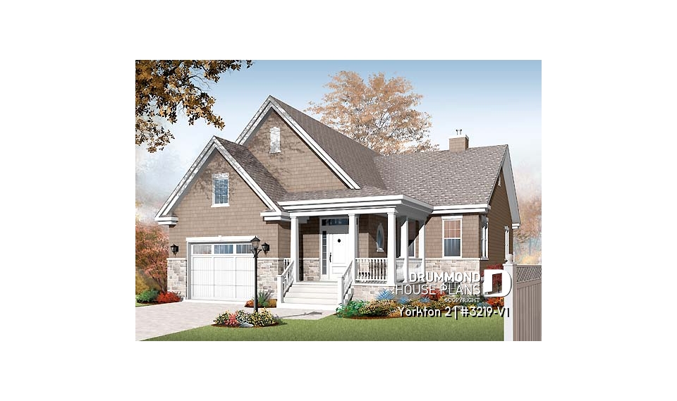 front - BASE MODEL - Ideal floor plans for larger family, one-storey home with finished daylight basement, garage + storage - Yorkton 2