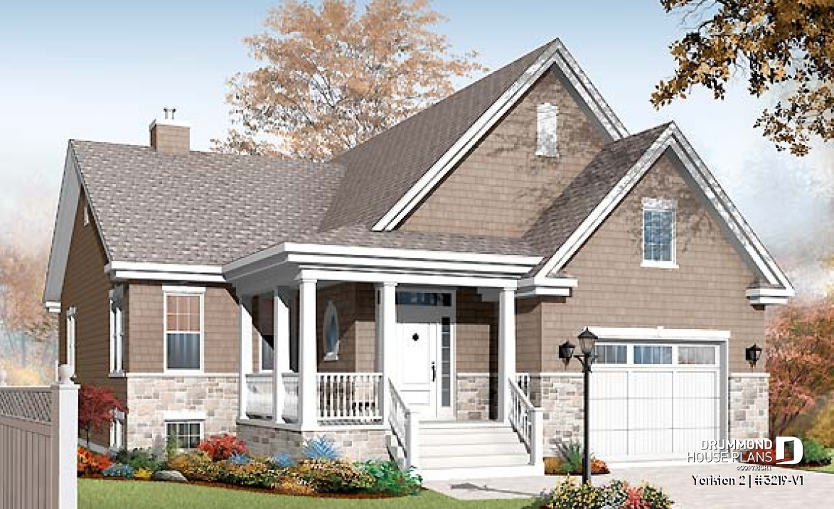 front - BASE MODEL - Ideal floor plans for larger family, one-storey home with finished daylight basement, garage + storage - Yorkton 2