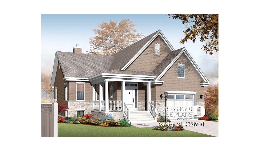 front - BASE MODEL - Ideal floor plans for larger family, one-storey home with finished daylight basement, garage + storage - Yorkton 2