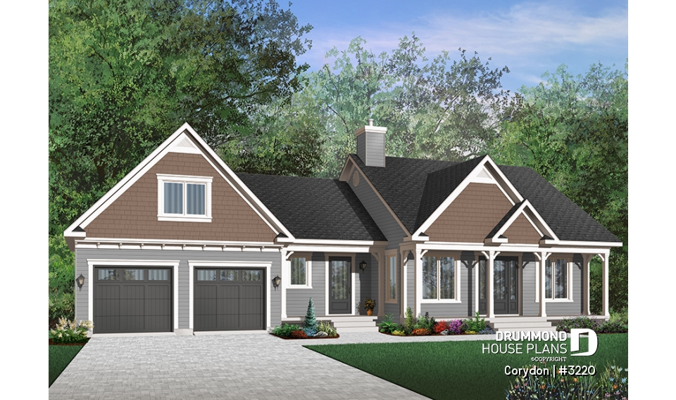 Color version 8 - Front - Affordable Craftsman home with unfinished basement, and 2-car garage - Corydon