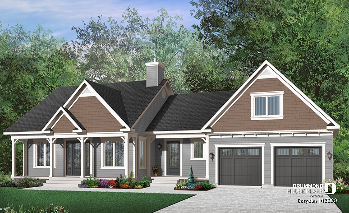 Color version 8 - Front - Affordable Craftsman home with unfinished basement, and 2-car garage - Corydon