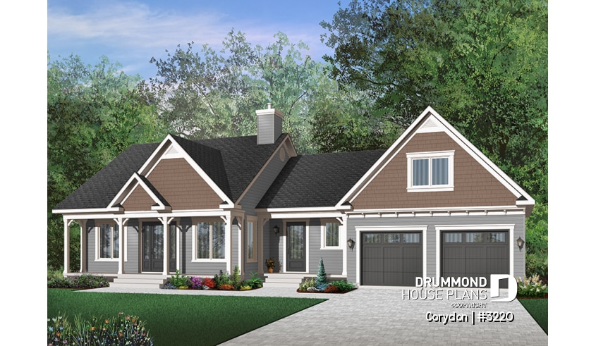 Color version 8 - Front - Affordable Craftsman home with unfinished basement, and 2-car garage - Corydon