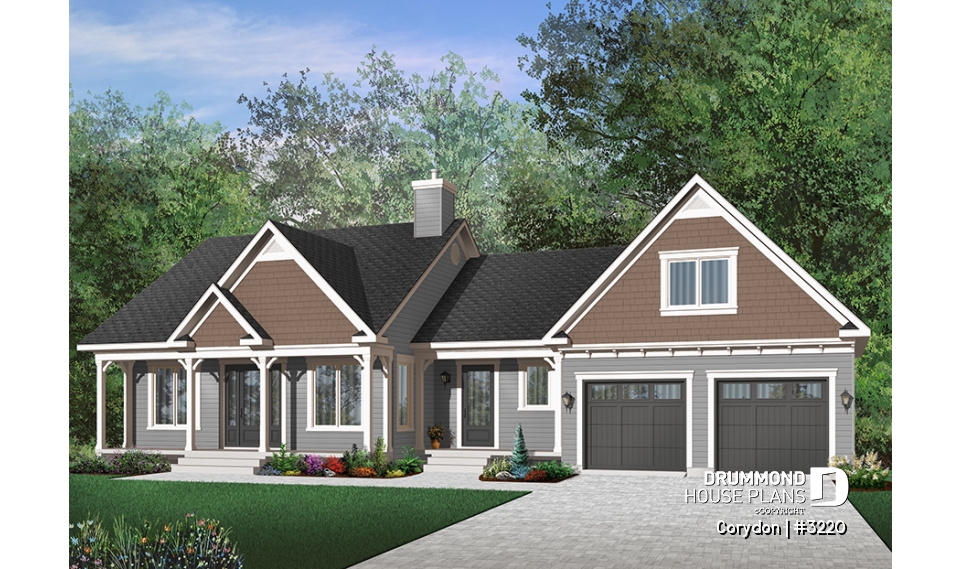 Color version 8 - Front - Affordable Craftsman home with unfinished basement, and 2-car garage - Corydon