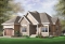 front - BASE MODEL - 2 bedroom bungalow house plan with garage and great fireplace in family room, breakfast nook - Foxwood